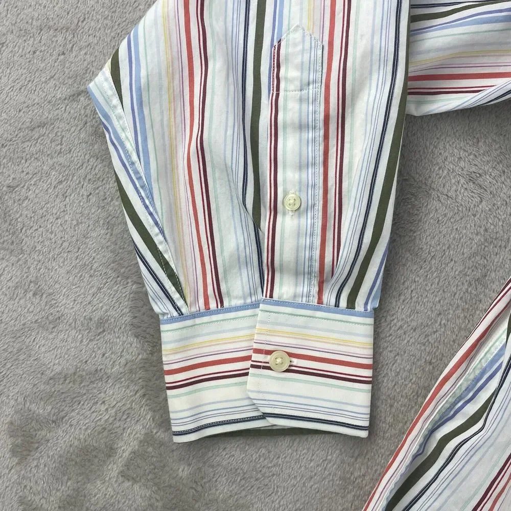 Vintage Banana Republic Shirt Men Multi Striped Long Sleeve‎ Preppy Causal